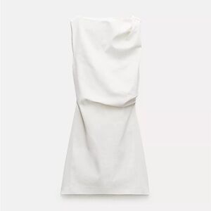 Zara white draped mini dress - small